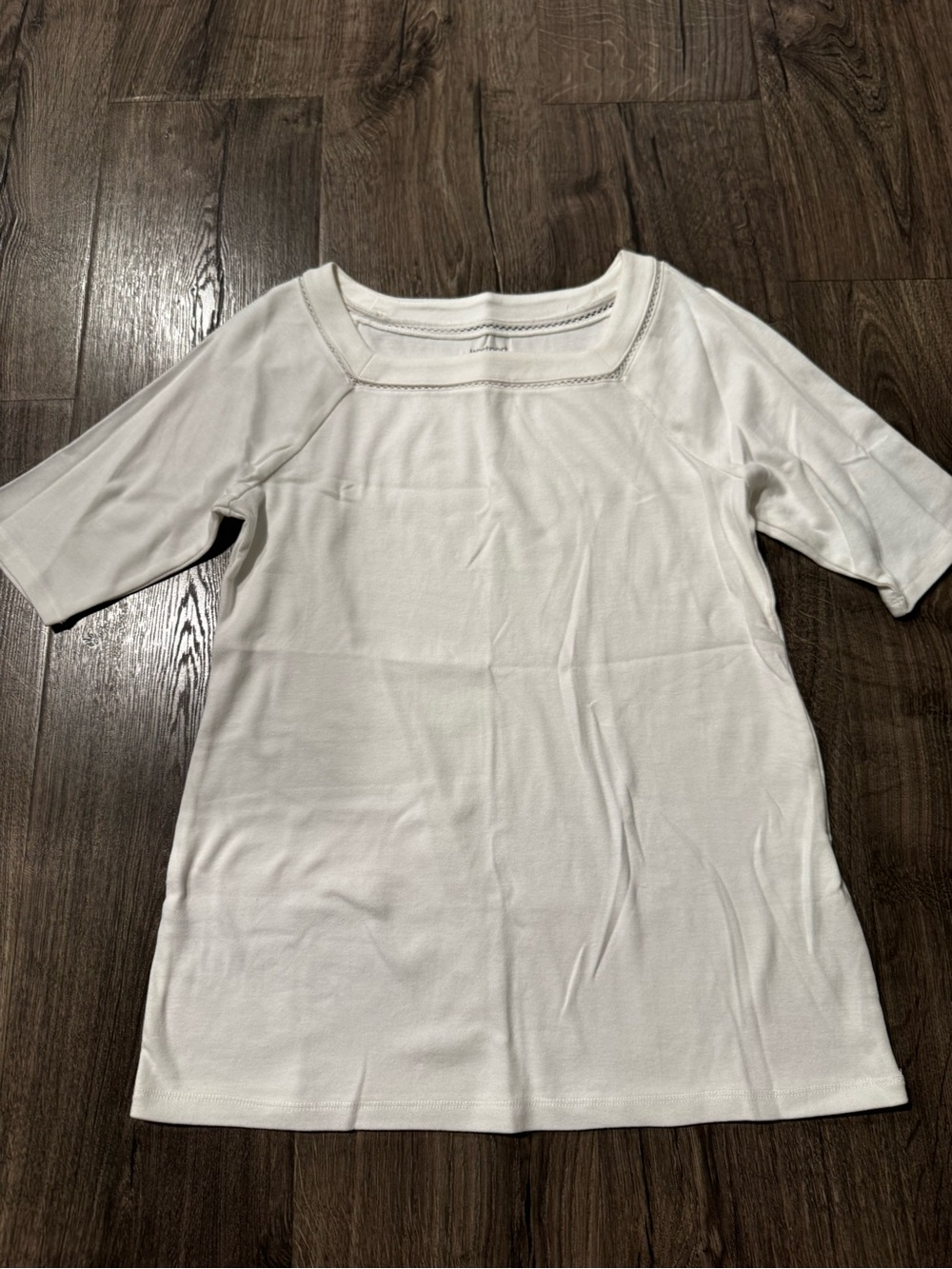 Westport White Square Neck Short Sleeve Tee size small women 100% cotton